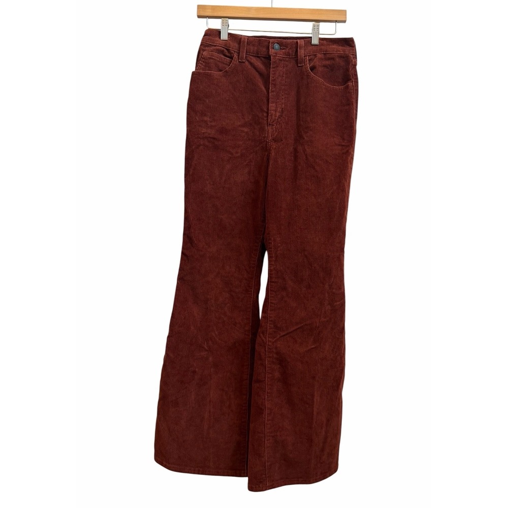 Levis Premium Womens Size 28 Burnt Red 70s High Rise Flare Leg Corduroy Pants